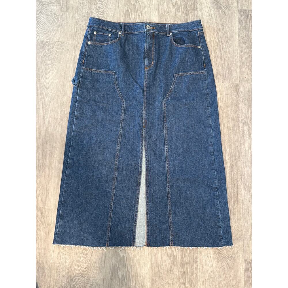 NWT LOFT denim utility skirt size 14P 14 petite raw hem